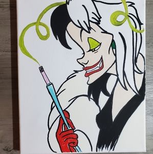Hand painted Cruella de vil portrait